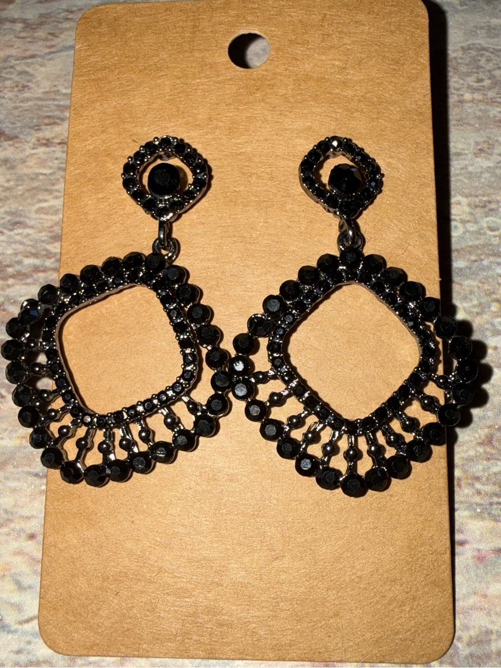 Elegant Black Crystal Drop Earrings